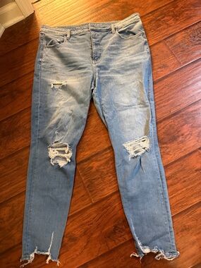 American Eagle Outfitters Light Blue Ripped Skinny Jeans